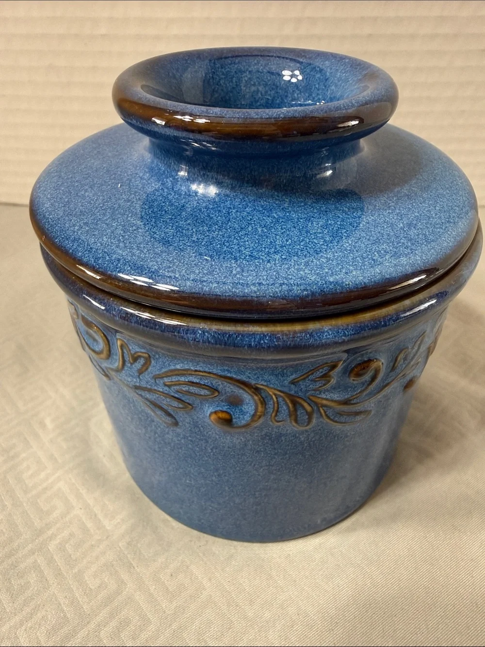 L Tremain The Original Butter Keeper Antique Collection in Denim Blue Glaze
